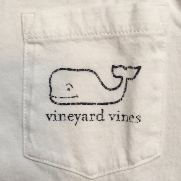 Vineyard Vines Whale Boys Long Sleeve Tee Shirt in White with Blue - Picture 4 of 5